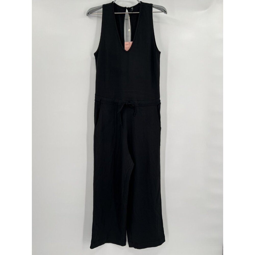 Quince Women’s Black French Terry Modal Jumpsuit sz S NWT Sleeveless V-neck